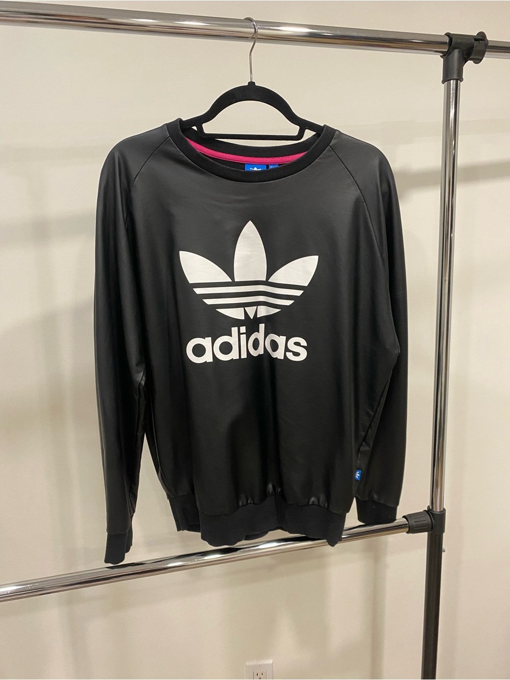 adidas Black Crewneck Sweatshirt with White Trefoil Logo